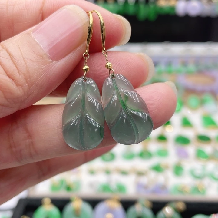 翡翠18K金镶嵌耳饰