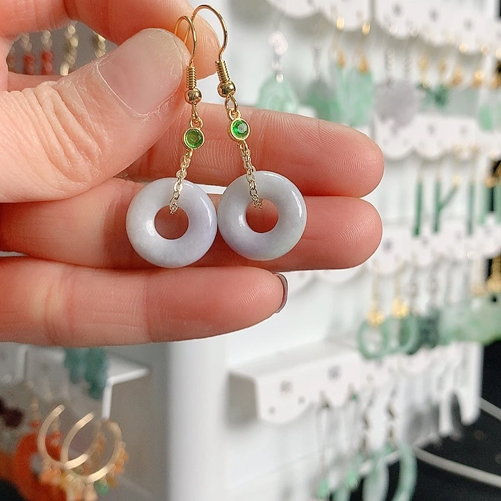 翡翠耳饰银S925镶嵌翡翠