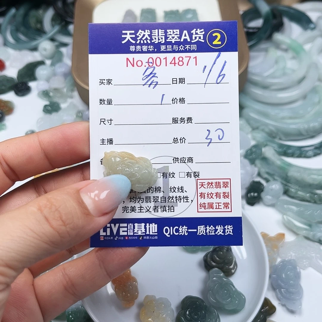 翡翠未镶嵌颈饰容*桔