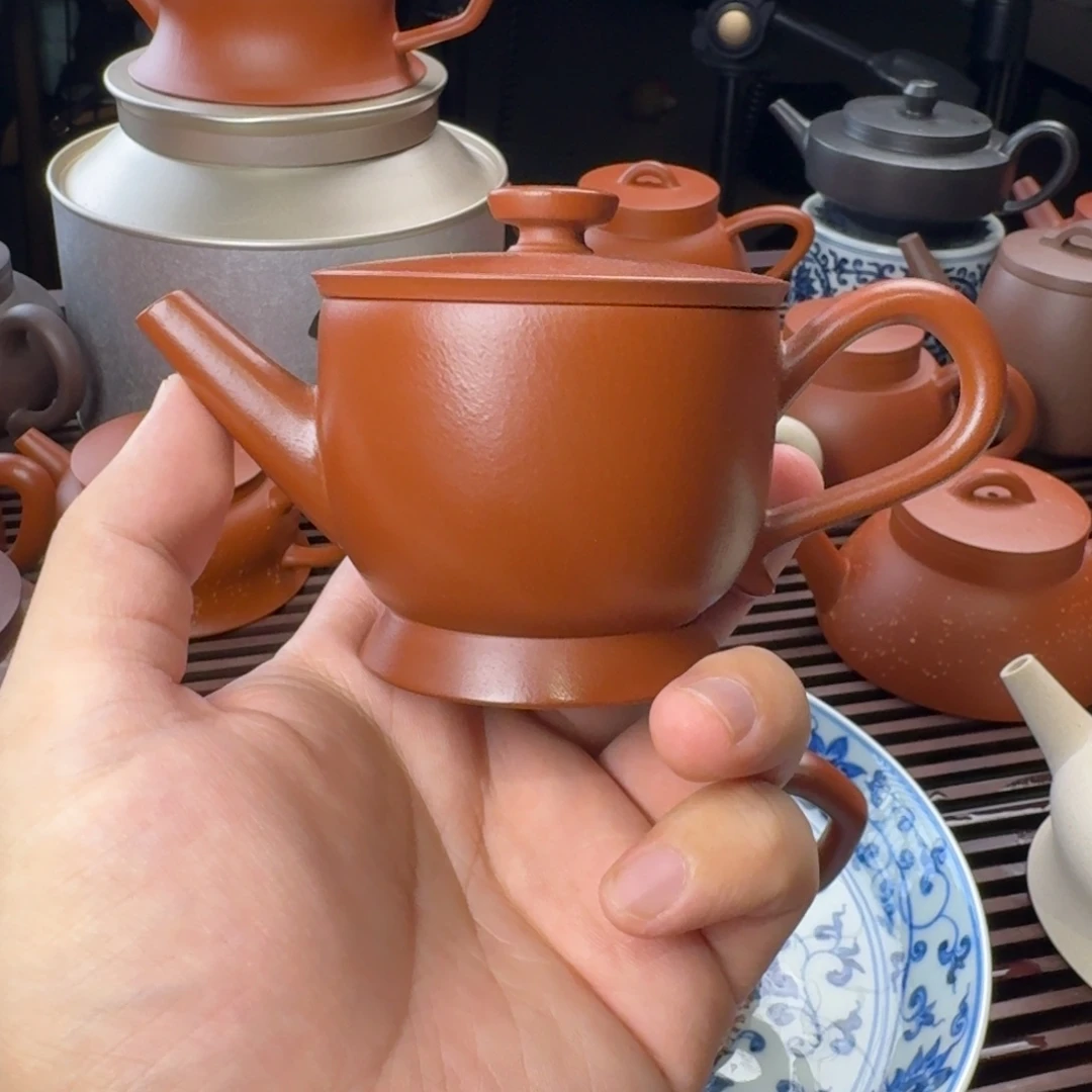 平***人茶壶紫砂中瑕胖瓦