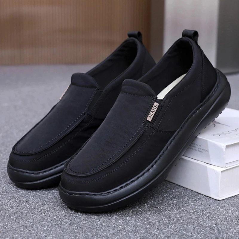 春秋新款百搭帆布鞋男鞋休闲鞋超轻冰丝透气北京布鞋男士脚蹬懒人