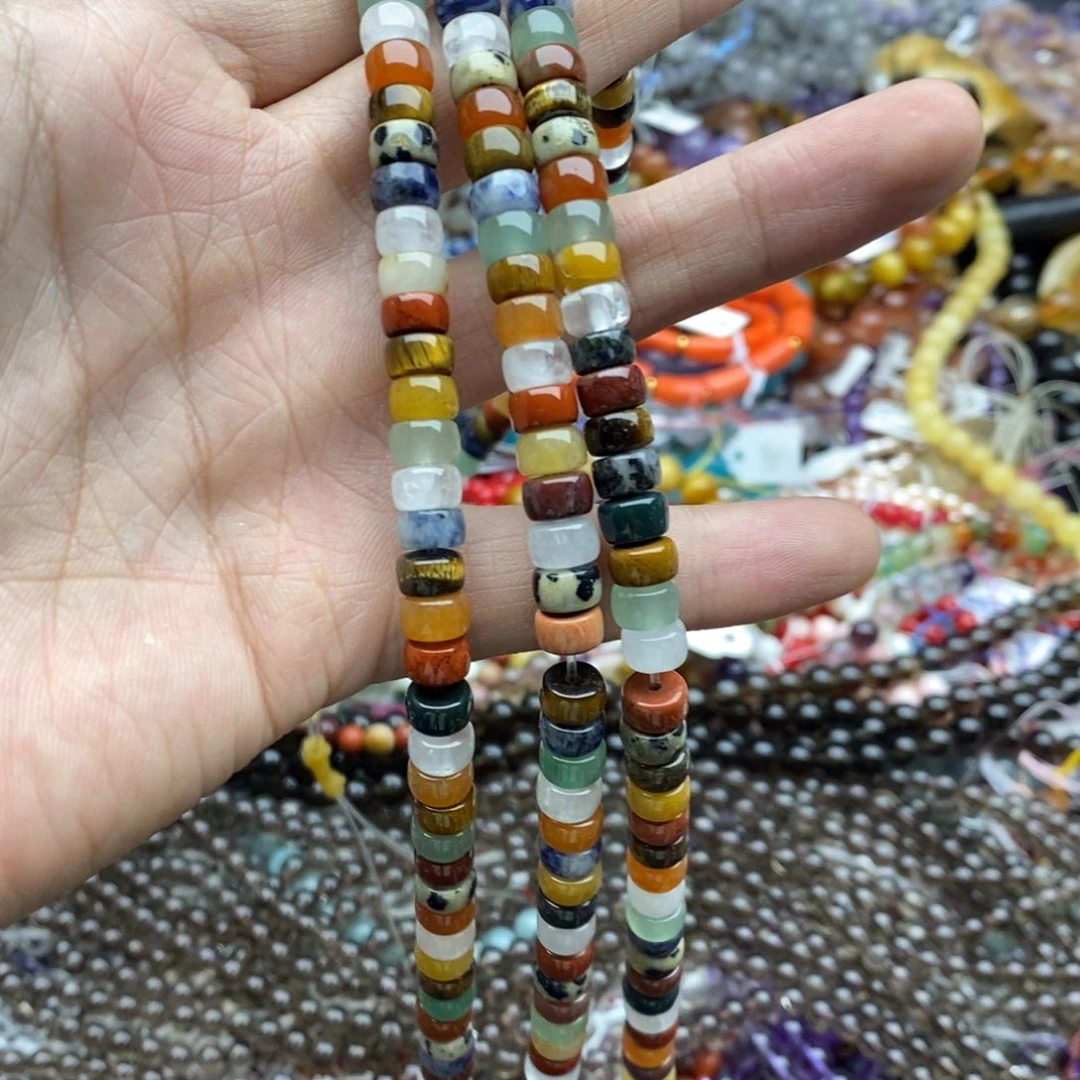 玛瑙/玉髓未镶嵌珠宝半成品一条天然石多宝直切剁珠7mm