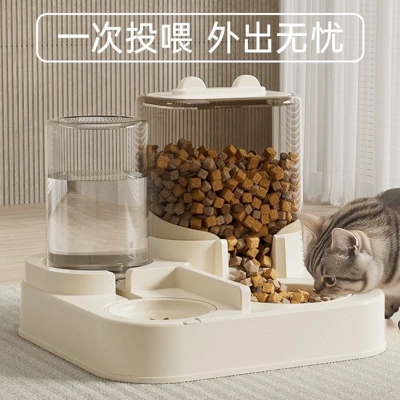 猫碗狗碗猫粮食盆双碗自动饮水盆水碗一体护颈自动喂食器宠物用品