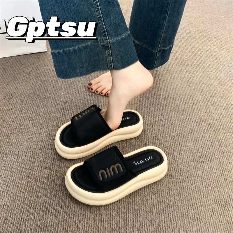GPTSu厚底拖鞋女外穿新款网红爆款一字拖高级感防滑软底沙滩凉鞋
