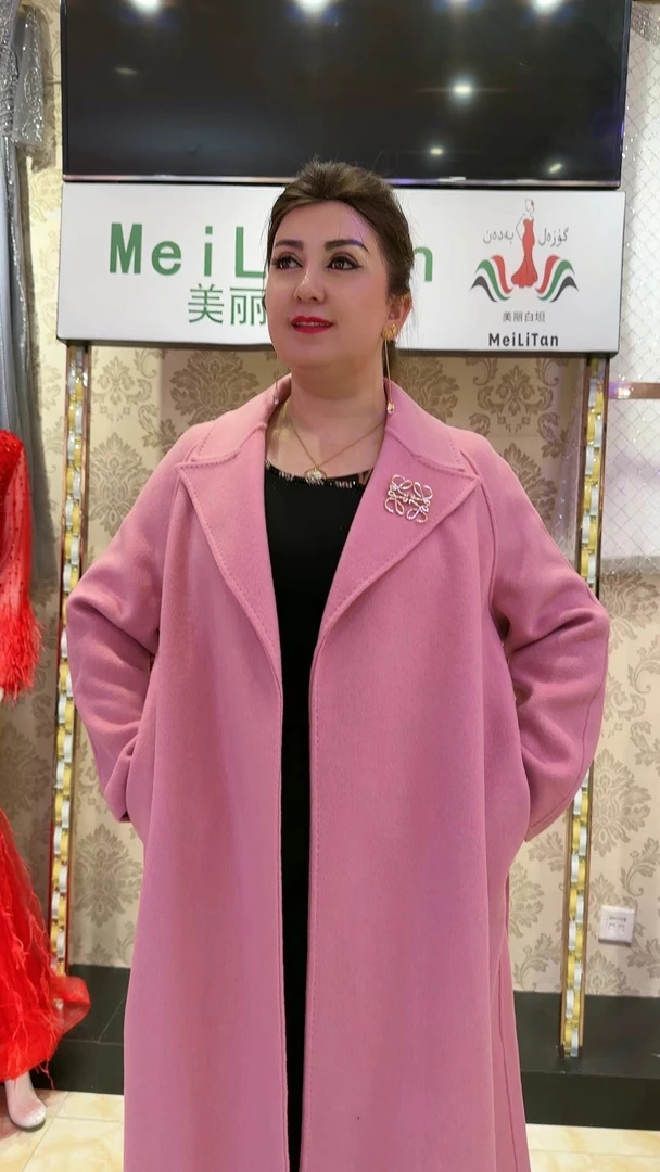 【MeiLiTan】中长款冬装新款外套显瘦网红秋冬气质洋气时尚双面羊绒