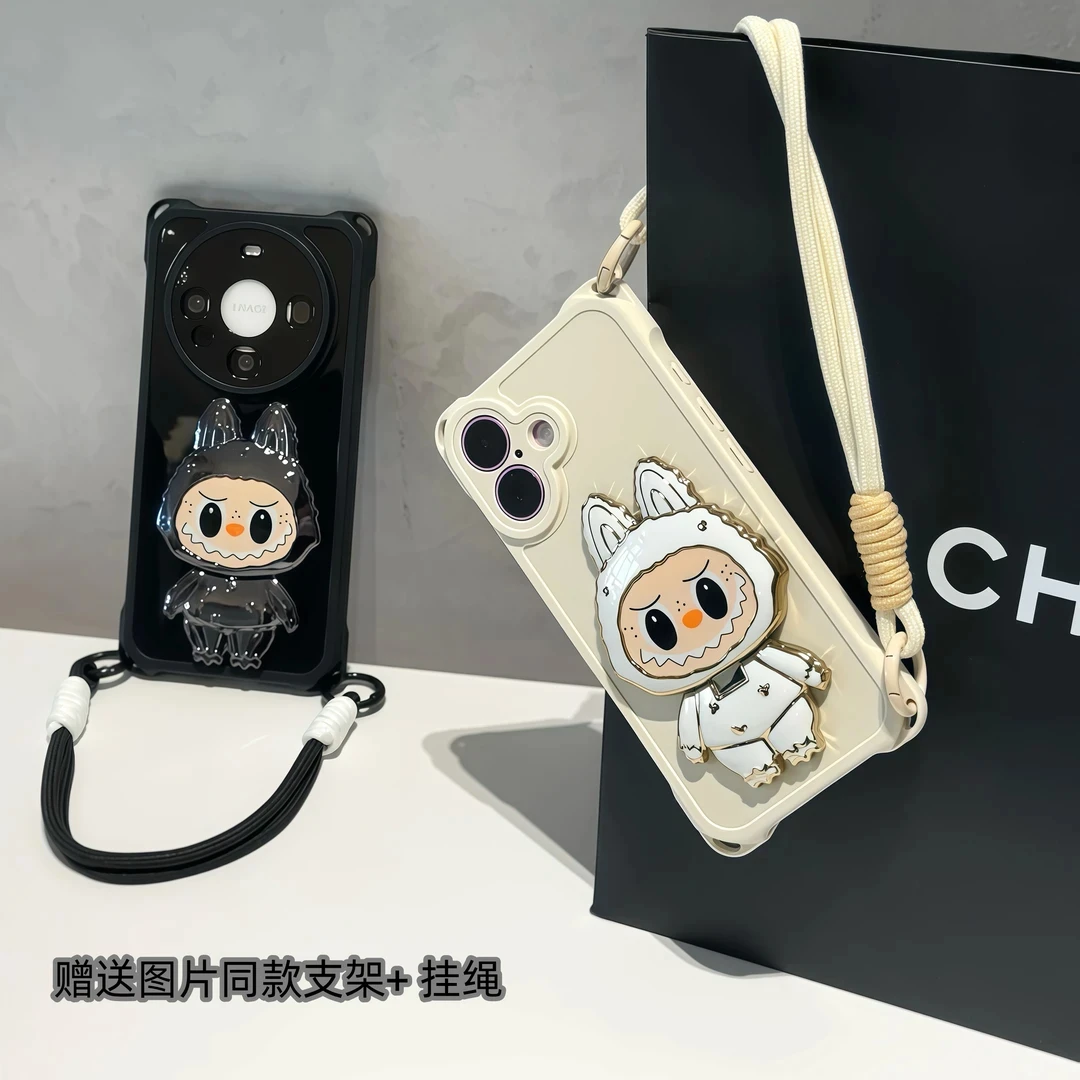 奥菲顿小怪兽支架双挂绳适用iPhone苹果16手机壳华为vivooppo小米