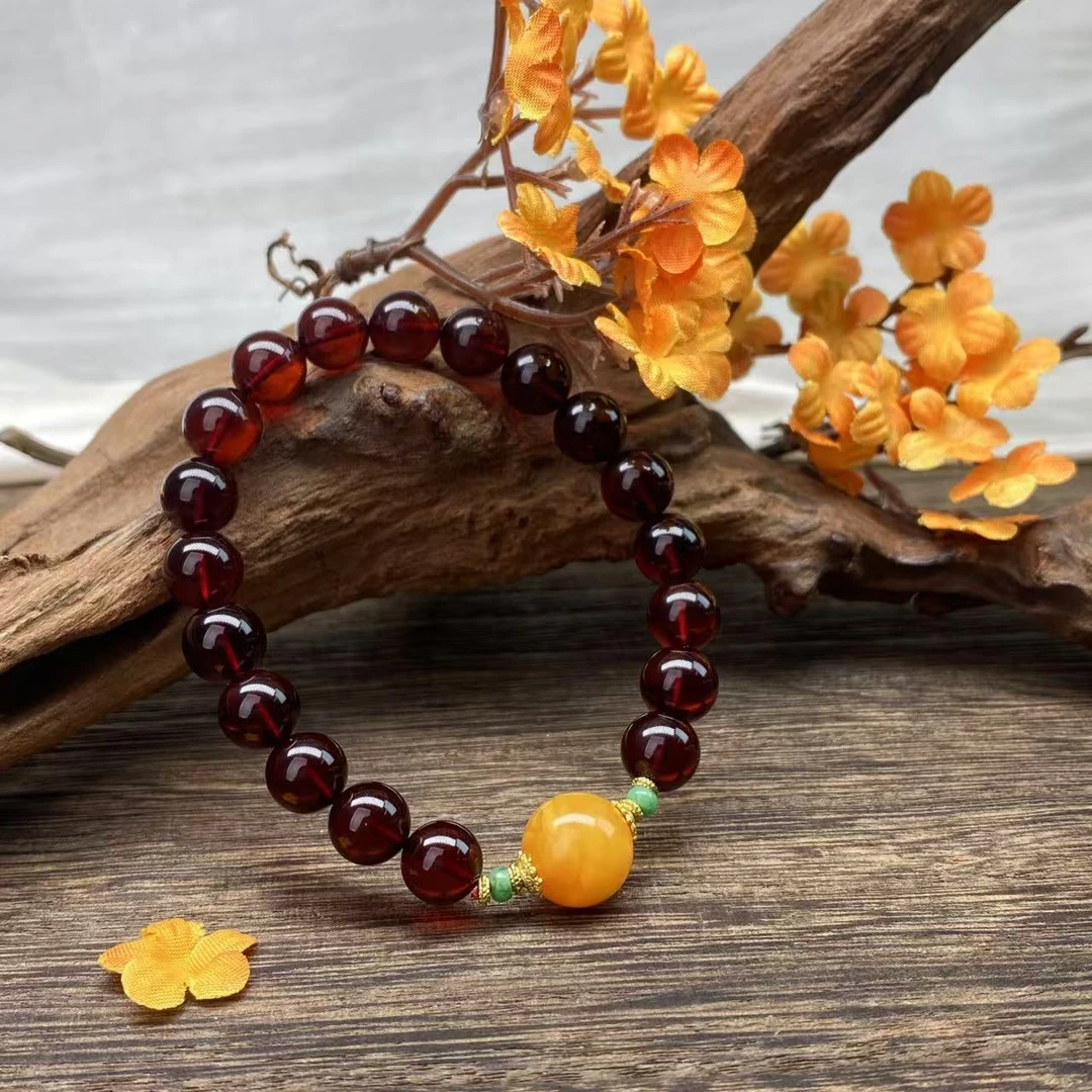 【小北好物】琥珀DIY单圈手串 QH32X221【多样性发一件】约7.5mm+