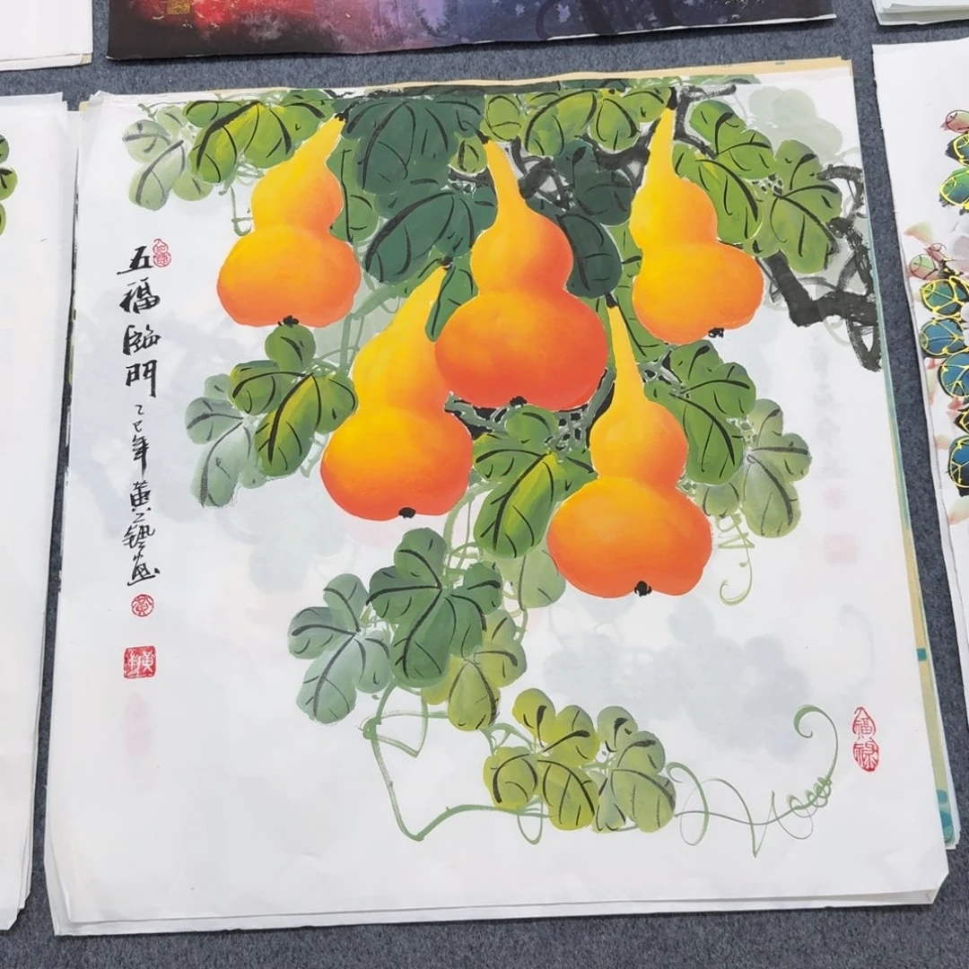 老***腾国画四尺斗方70X70纯手绘作品