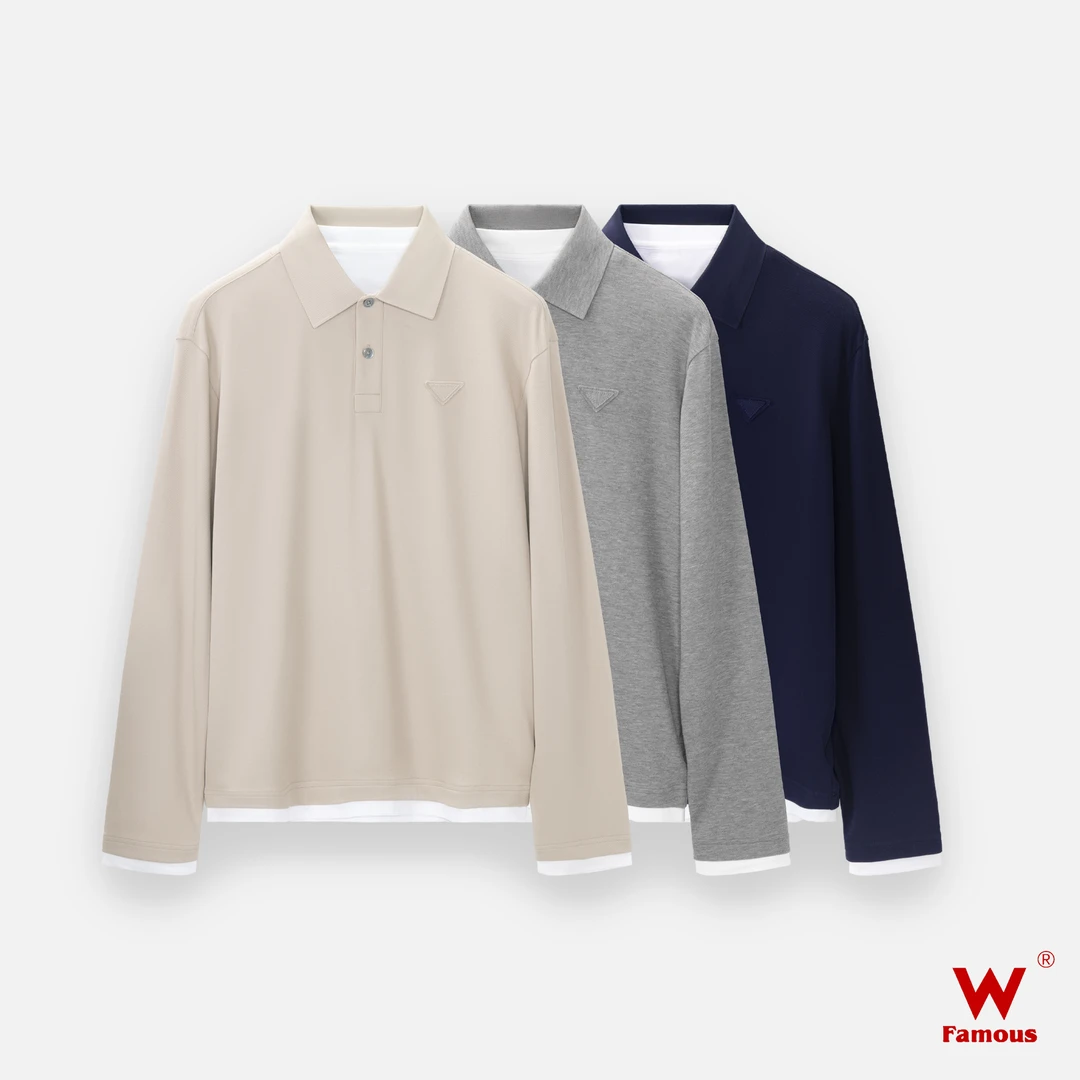 【冬款上新】9901 - 210克/撞色设计/珠地 螺纹小网眼/翻领长袖T恤