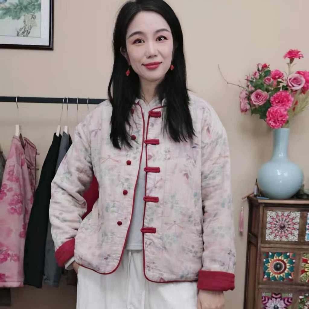 8631新中式国风双面双穿原创设计冬款手工盘扣半暖双面穿棉服外套