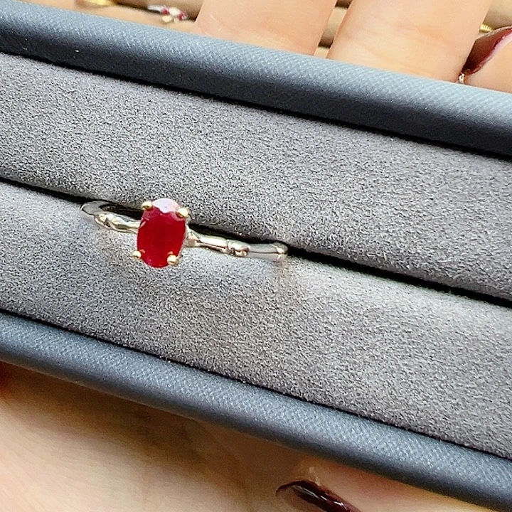 戒指银S925镶嵌红宝石