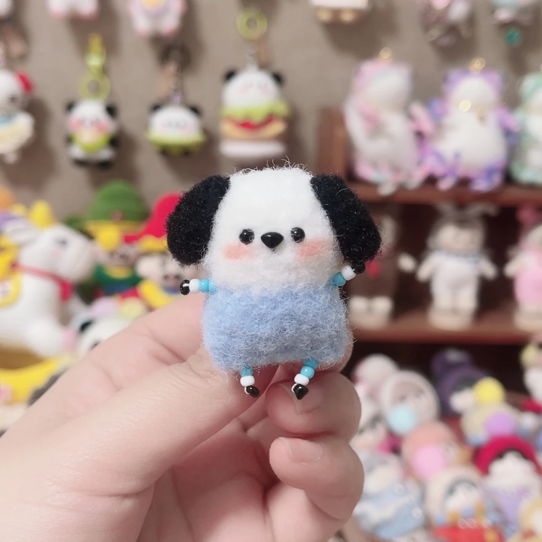 手工编织 棉花糖线狗狗 胸针挂件