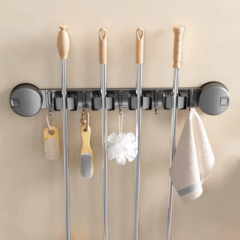 陶市吸盘拖把夹浴室门后免打孔挂扫把拖布挂钩固定置物架收纳神器