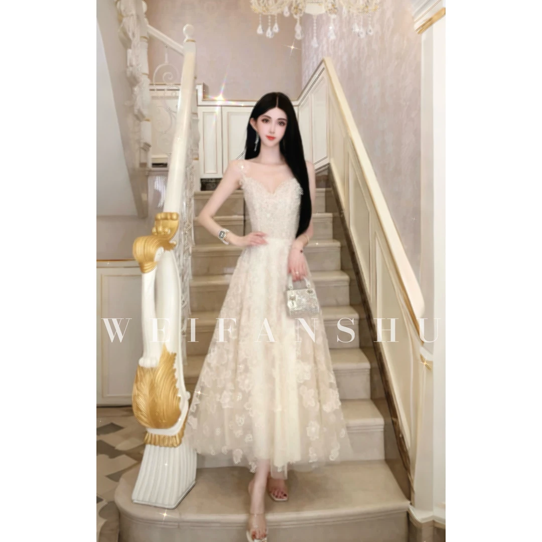 WEIFANSHU/魏凡舒【花间精灵】春夏新款重工设计感时尚私定连衣裙