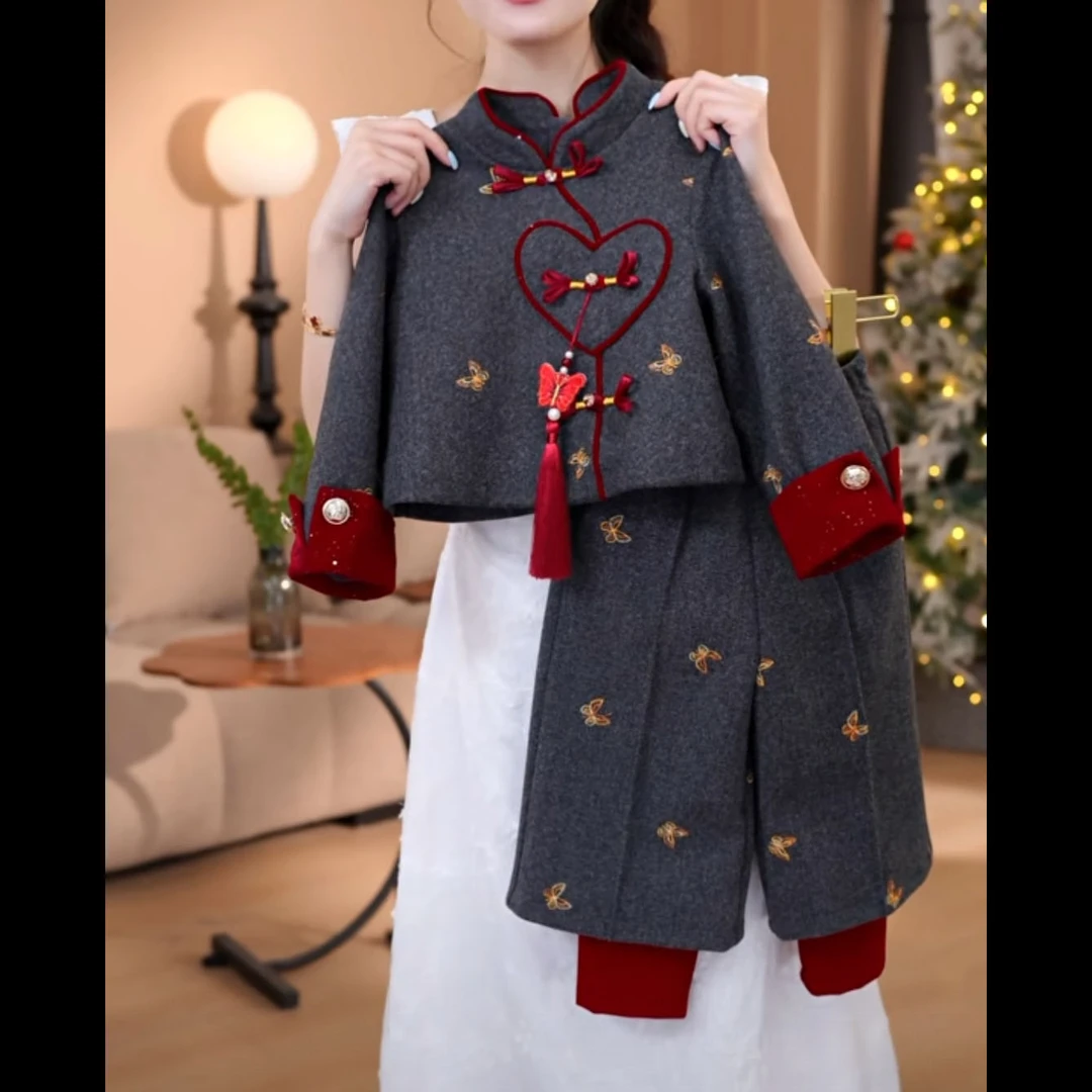 女童国风套装冬装2025新款小女孩新中式拜年服儿童过年穿搭一整套