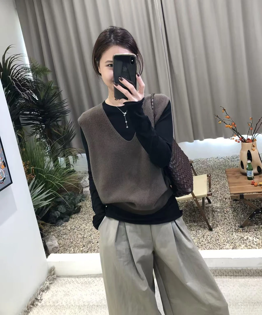 高智王'牌显瘦 空氣羊毛针织马甲 休闲百搭蓬松不扎时尚气质毛衣