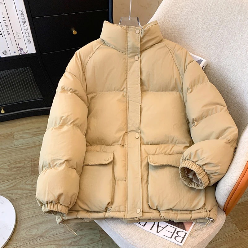 9499胖mm休闲立领棉服外套女冬季新款高级百搭宽松显瘦面包服棉袄