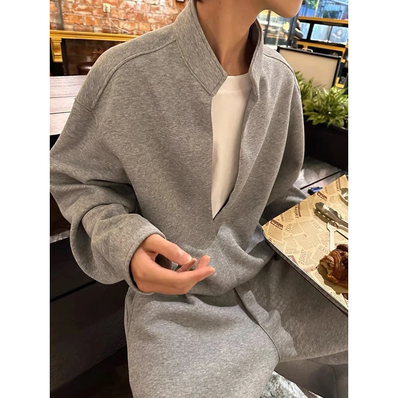 假两件层次感重磅卫衣卫裤套装男春秋美式潮牌宽松休闲运动两件套