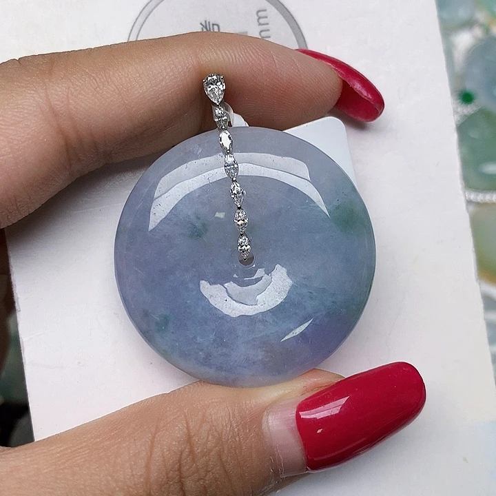 颈饰18K金镶嵌翡翠天然翡翠