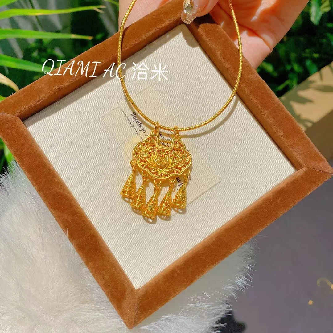 QIAMI AC 洽米高定【莲花同心锁】新国潮平安吊坠