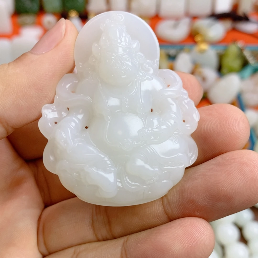 格****和田玉未镶嵌颈饰和田玉黄财神吊坠