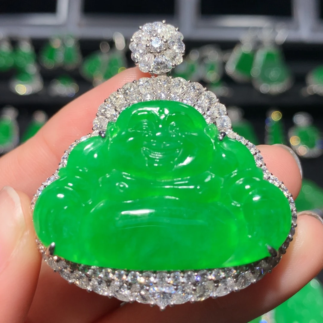 吊坠(不含链)18K金镶嵌翡翠翡翠