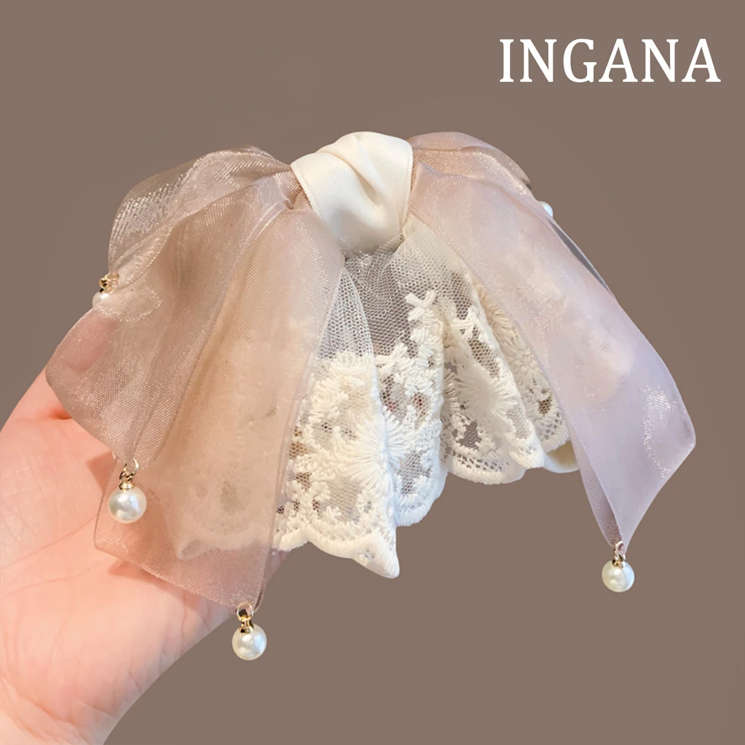 公主的裙摆高级感蕾丝蝴蝶结马尾抓夹韩系气质顶夹后脑勺发卡头饰