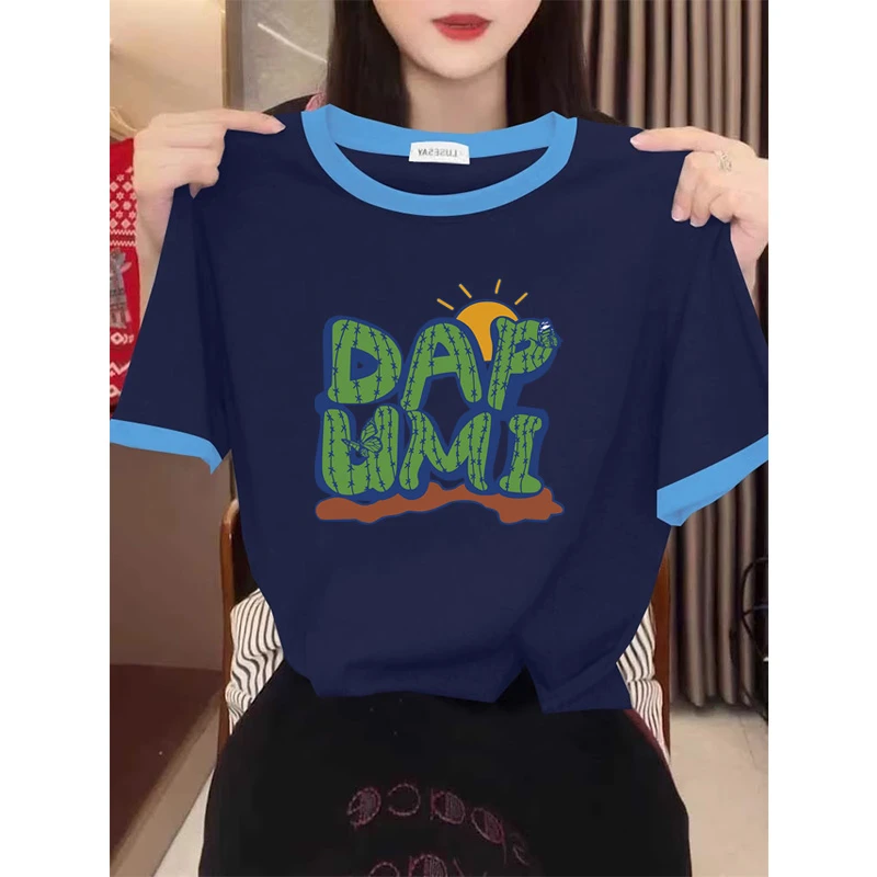 设计感小众正肩撞色纯棉短袖t恤女时尚洋气显瘦上衣2025新款夏季