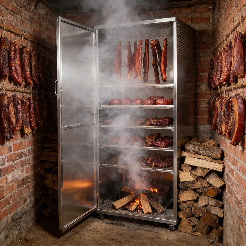新款加厚不锈钢烟熏腊肉腊肠神器家用款可移动多功能熏腊鱼柜子