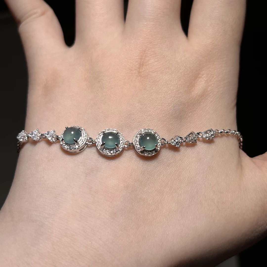 S925翡翠蓝水5mm手链 KT24040502