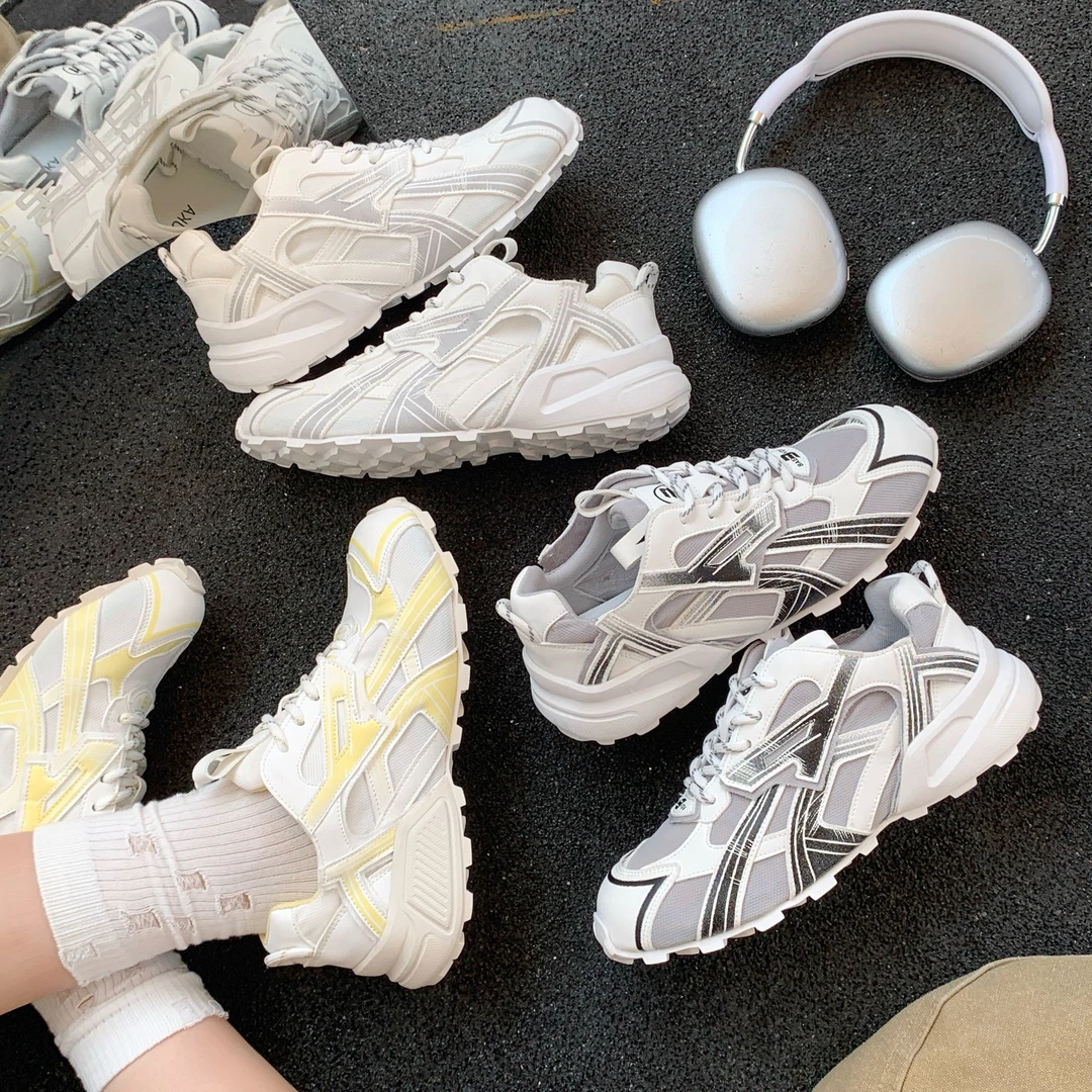 2025新款透气网面厚底运动老爹鞋女鞋增高休闲百搭小白鞋单鞋女鞋