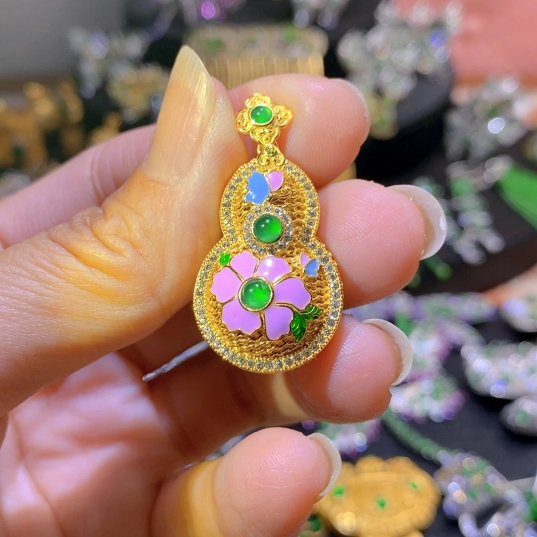 吊坠(不含链)银S925镶嵌翡翠