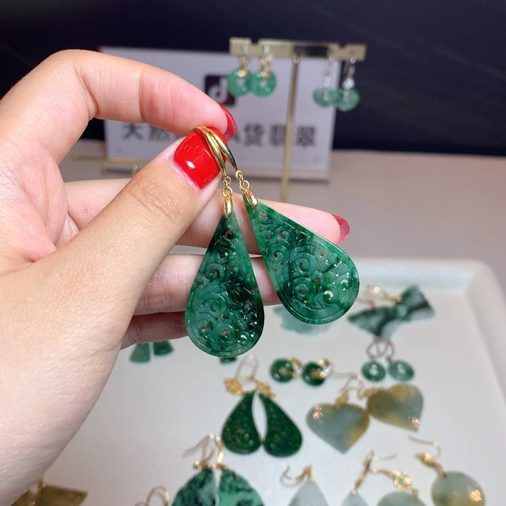 翡翠银S925镶嵌耳饰耳饰