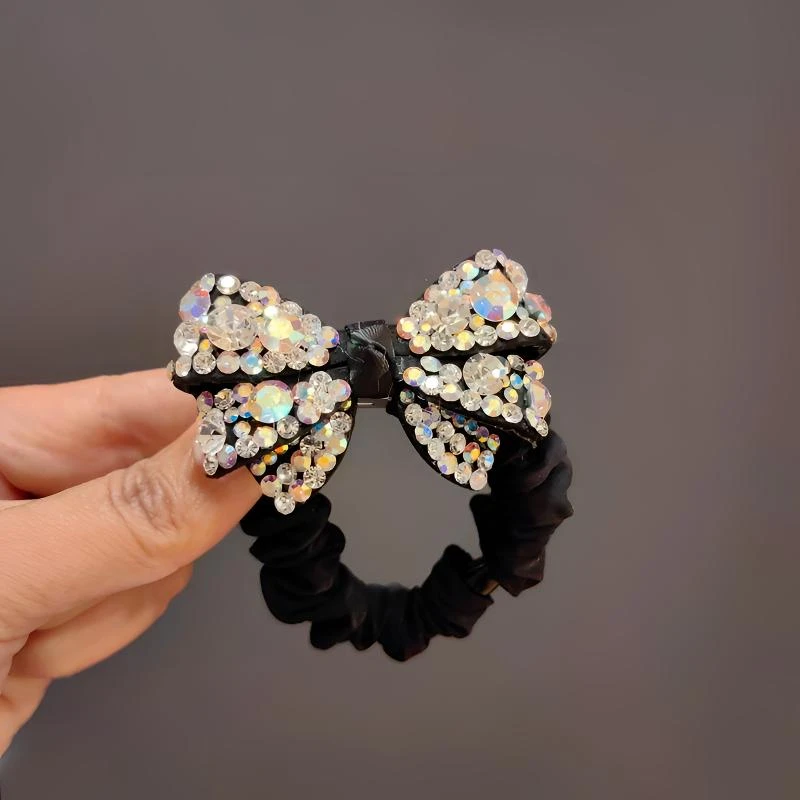韩国施家水晶立体蝴蝶结发绳轻奢面膜圈高端头绳时尚丸子头发绳女