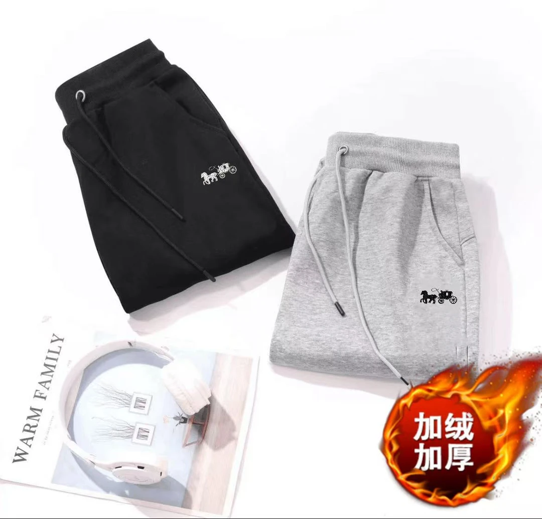 【马车加绒运动裤】大码秋季新款运动裤宽松束脚大码百搭显瘦卫裤