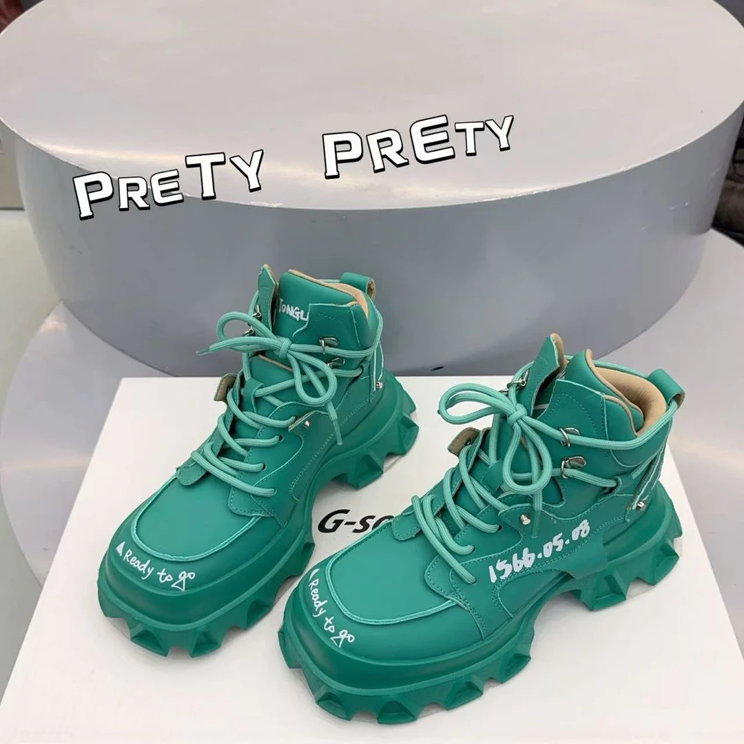 现货E1｜“漫步云端”真皮羊里垫女靴｜半码拍小｜47-11绿