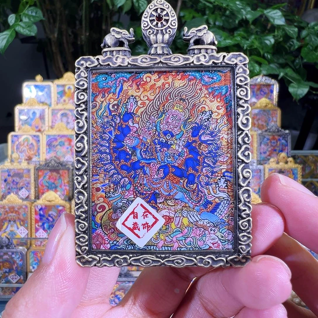 吊坠大威德金刚热贡纯手绘唐卡