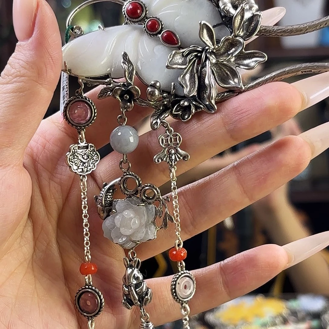 翡翠银S925镶嵌挂件