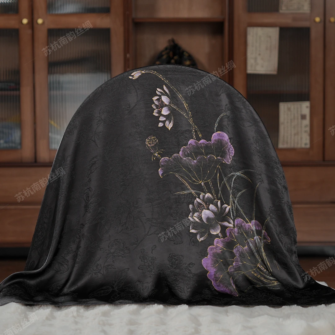 【C135-26雅青】140*140重缎老料香云高货重磅国风提花高端丝巾