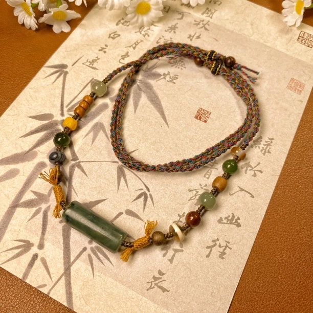 岫玉路路通多宝锁骨链时尚个性设计颈饰