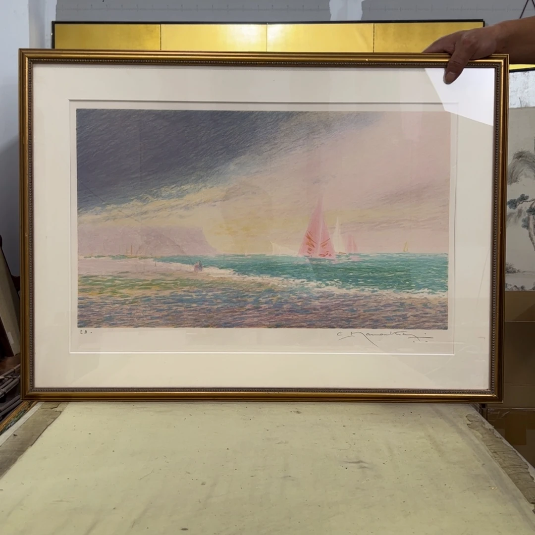 咪***呼绘画屏风框画茶空间设计