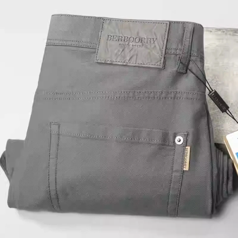 夏季薄款品质休闲裤男士斜纹肌理柔软舒适牛仔五袋款直筒长裤