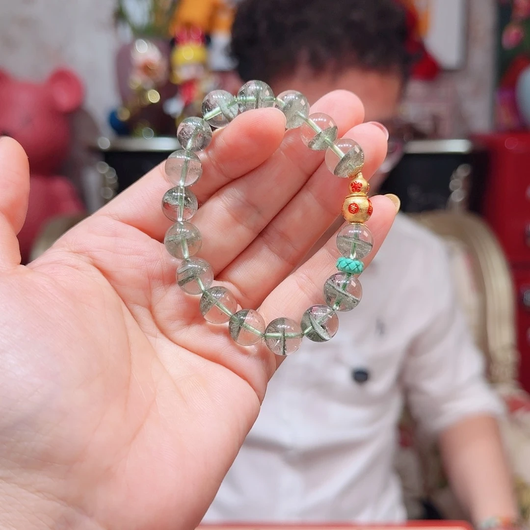 水晶手串18K金镶嵌手串