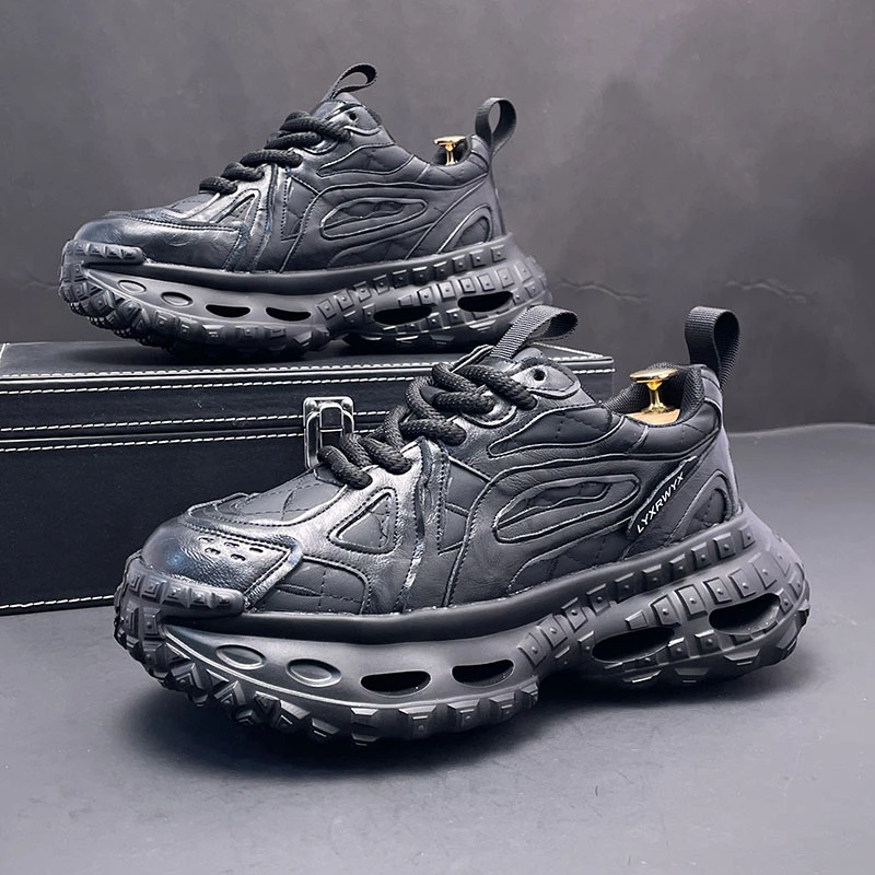 男鞋厚底春季新款内增高老爹鞋男士个性百搭运动休闲内增高小白鞋