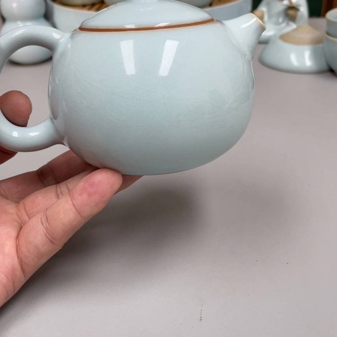 望***月瓷天青色瑕张君老师西施壶