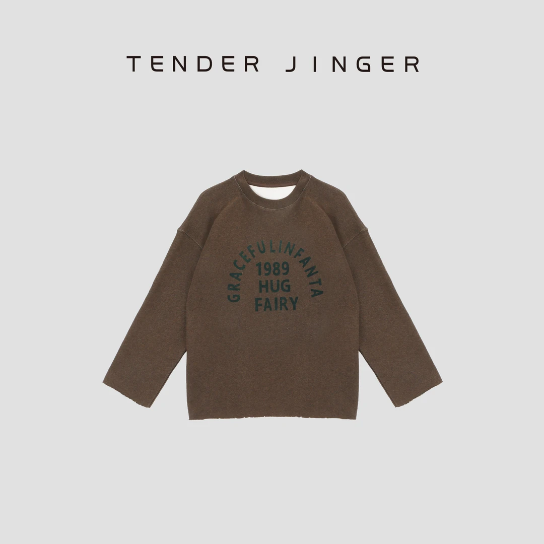 Tender Jinger圆领廓形字母套头卫衣T53YGG41259