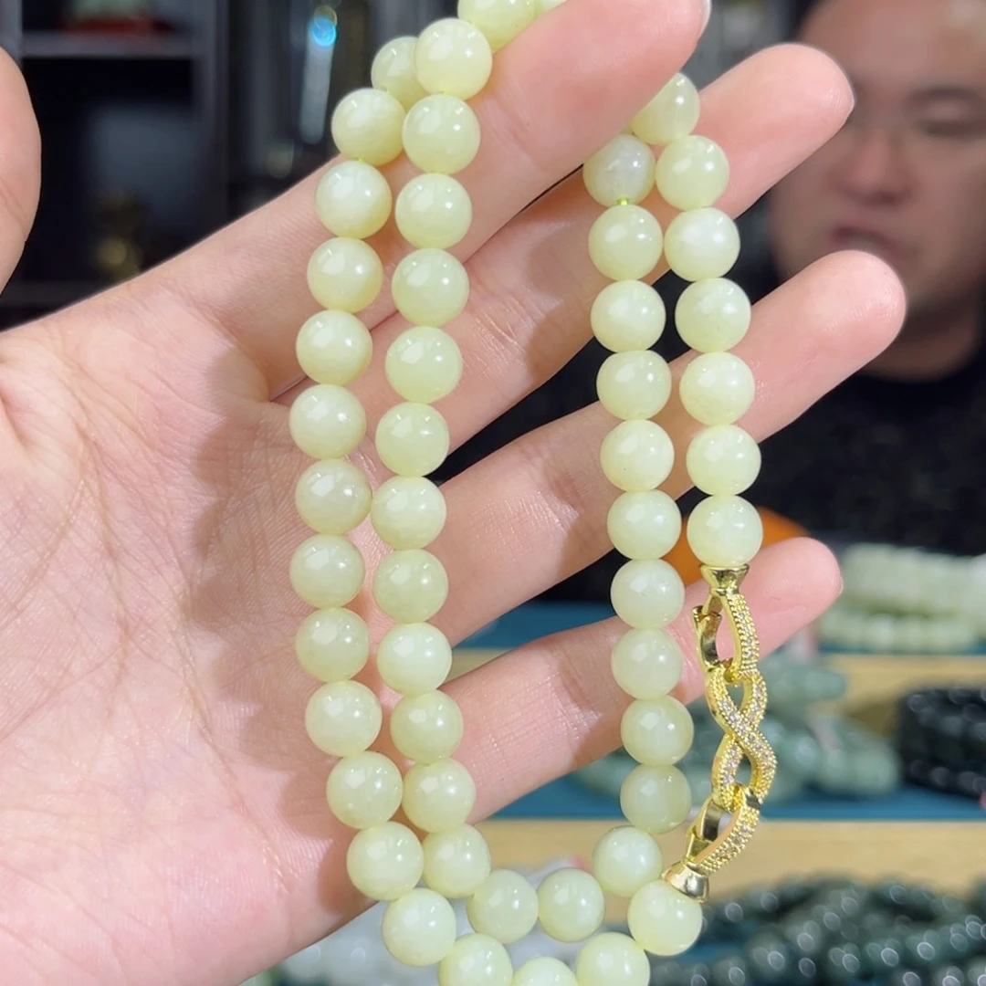 和田玉手链未镶嵌项链纯天然新疆若羌黄口8m