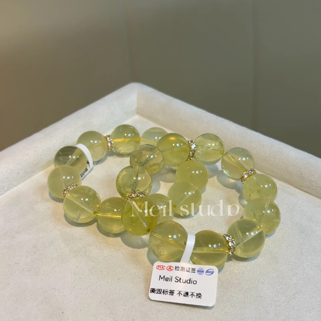 「拍两单99*2」4570  15mm黄水晶柠檬黄  手串多样性发其一