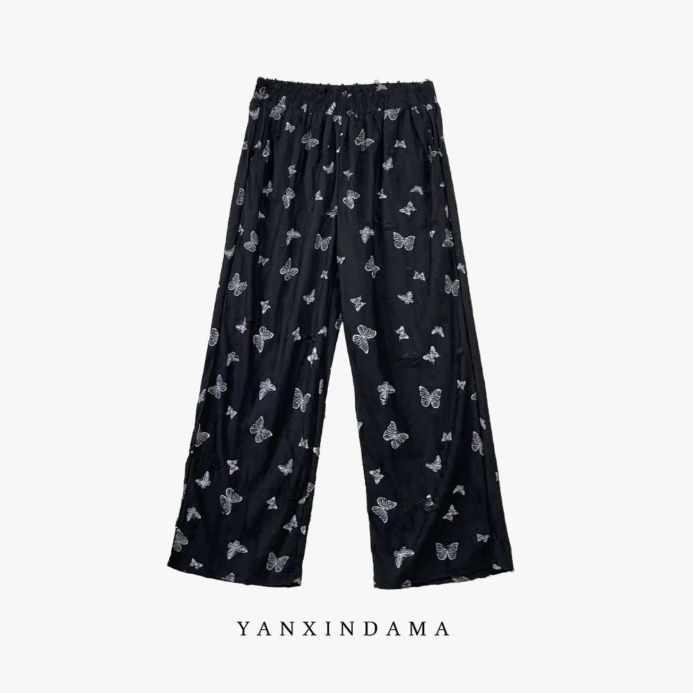 大码女装300斤胖MM时尚百搭极简风蝴蝶阔腿裤休闲裤154