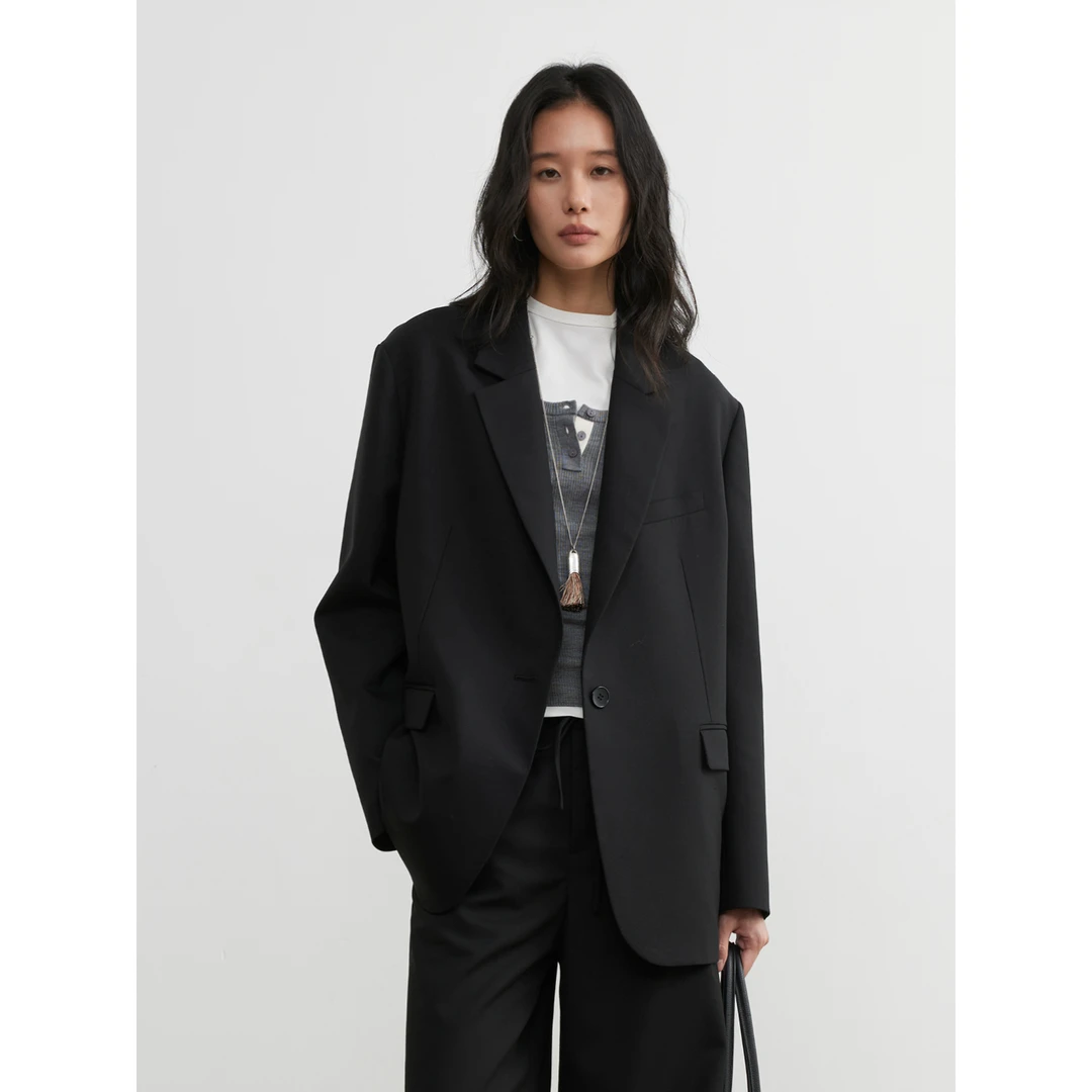 素舶 羊毛精纺柔顺透气挺阔垂坠标准型单排扣西装外套